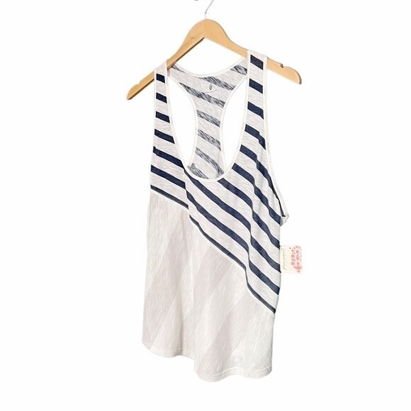 NWT Free People Keep Rolling Racerback Tank Navy Sage Combo Size Medium NEW - Picture 7 of 16